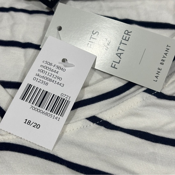 Lane Bryant White & Gray Babydoll Swing Top V Neck NWT size 18/20 - Picture 5 of 11